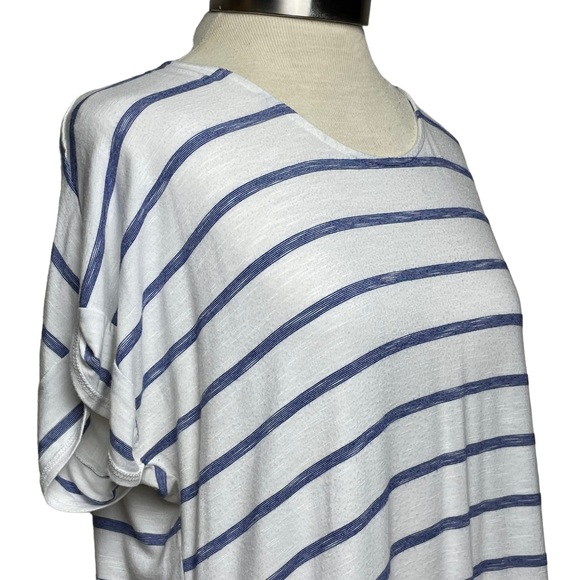 Chico's White/Blue Striped ¾ Sleeve Back Detail Knit Tunic 100% Cotton 1 US 4/6 - Picture 5 of 16